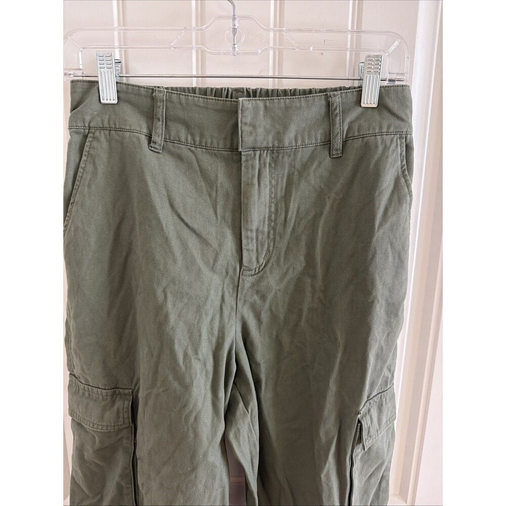 Women's Forever 21 High Waist Ankle Cuff Cotton Olive Green Jogger Cargo Pants M - Picture 2 of 7